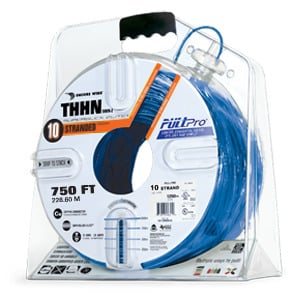 106100904445 PullPro Copper THHN Wire, 10 AWG, Stranded, Blue, 750 ft