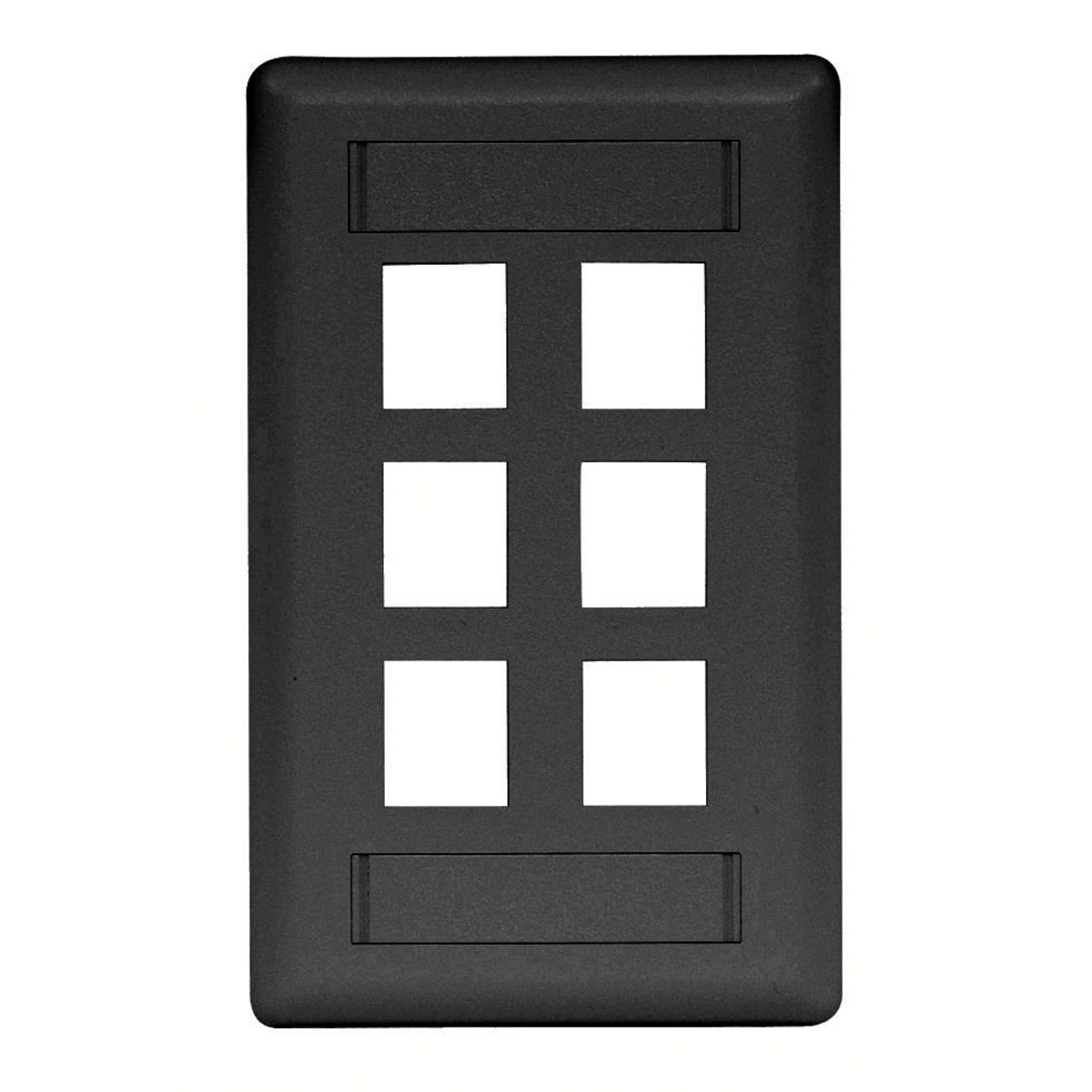 IFP16BK Molded Rear Load Standard Keystone Faceplate, 1 Gangs, 6 Ports, Phone/Data/Multimedia Module, Fastened Mount, High-Impact Thermoplastic