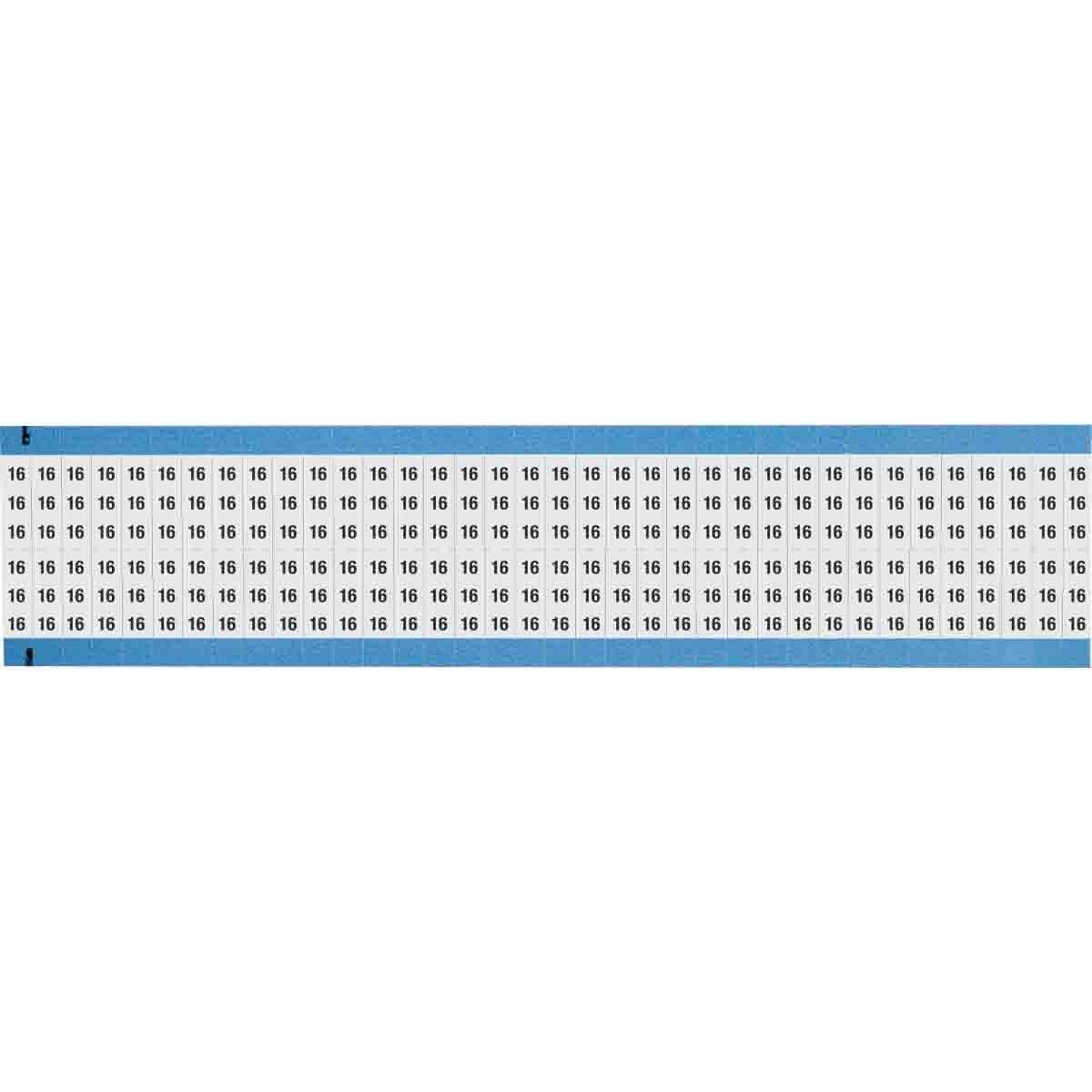 WM-16-SC-PK WM Series Card Mount Pre-Printed Solid Number Wire Marker Card, 3/4 in L x 0.36 in W, Black on White, B-500 Repositionable Vinyl Coated Fabric, 72 Markers per Card