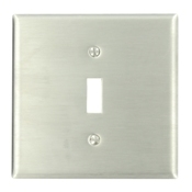 84040-40 Standard Size Wall Plate, 2 Gangs, 4.56 in W x 4.5 in H, 302 Stainless Steel