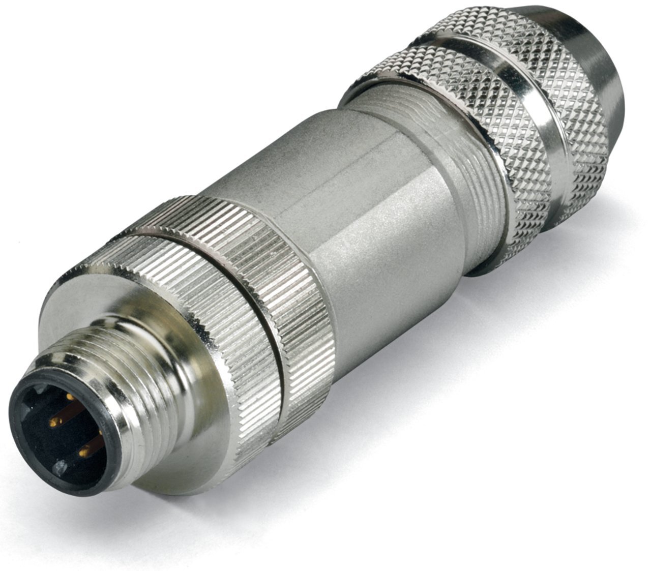756-9501/060-000 Straight Fitted Pluggable Connector, M12 End Connection, 20 AWG Conductor, Die Cast Zinc