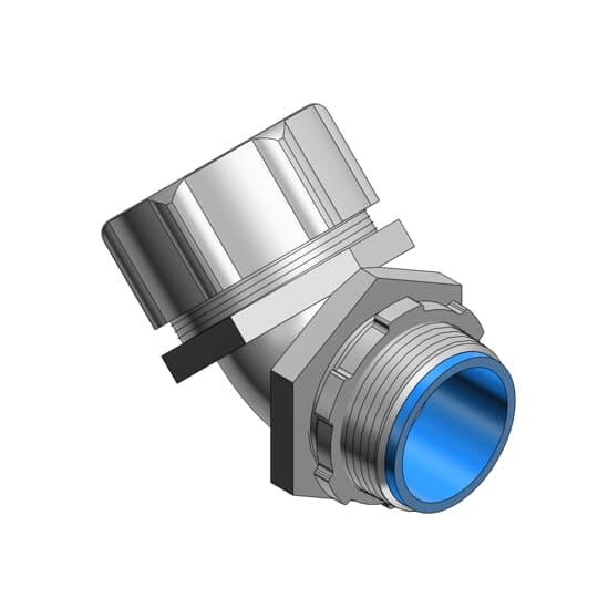 5348 T&B Insulated Conduit Connector, 2-1/2 in Trade, 45 deg, Malleable Iron, Chromate Coated/Electro-Zinc Plated