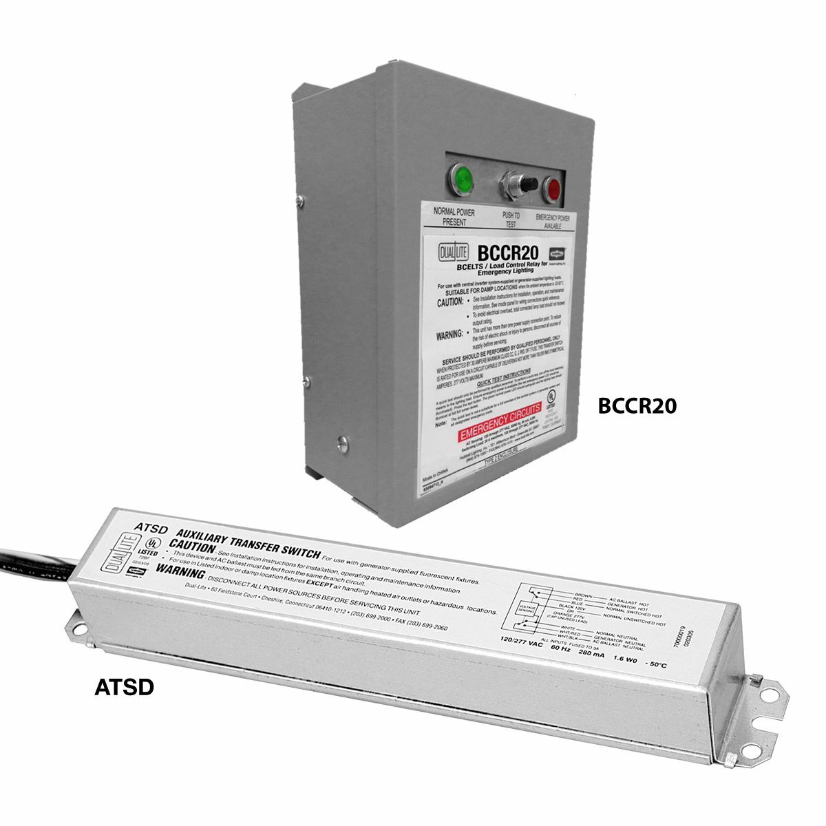 ATSD Auxiliary Transfer Switch, For Use With Switched Fluorescent Lighting Fixture, 120/277 V AC, 3 A, Steel, White