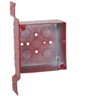 Life Safety Steel Wall Boxes and Extension Rings - Painted Red, 2-1/8In.Depth, Welded, 4 In. Square, FM Bracket