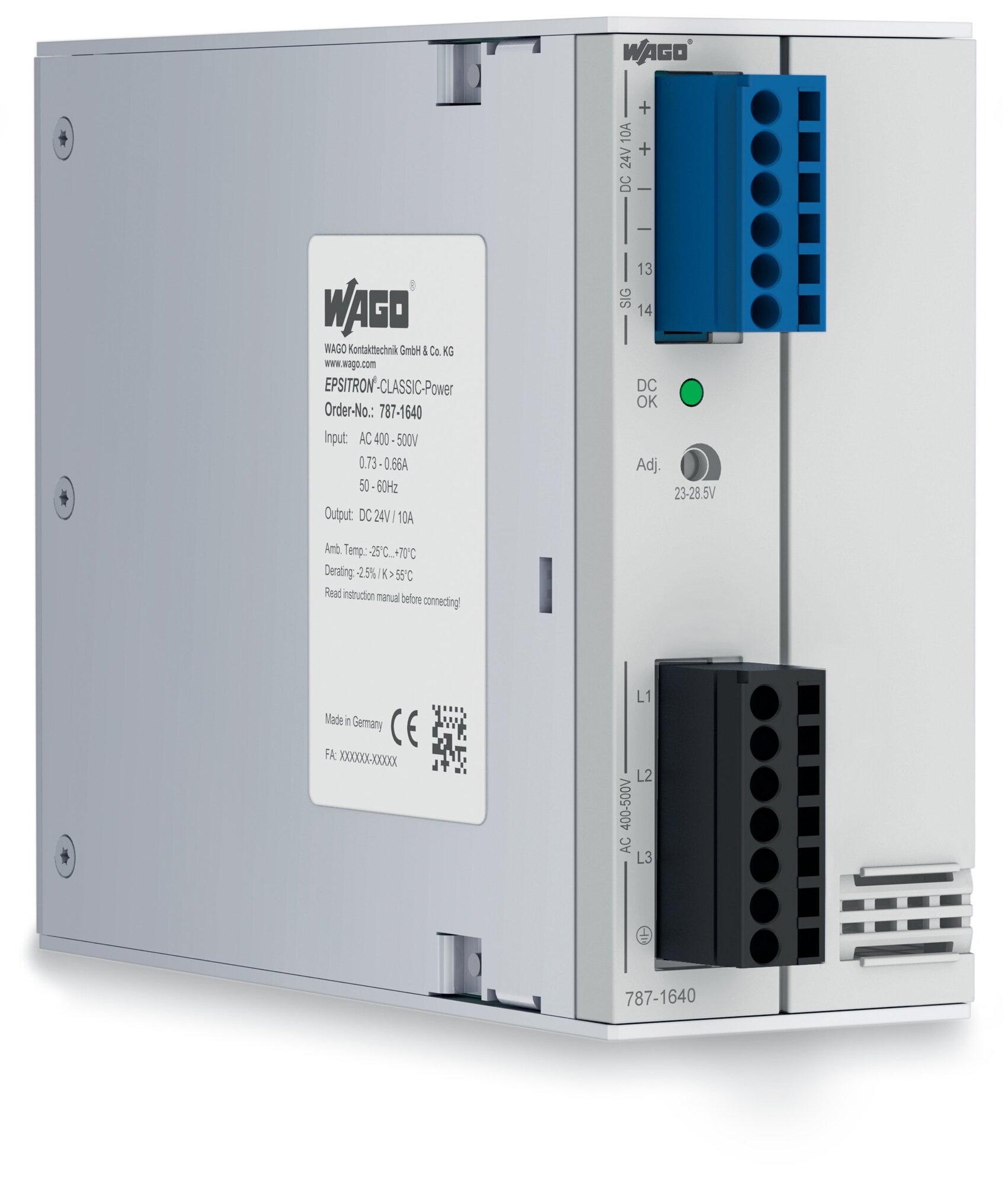 787-1640 3-Phase, 800 V Input, 24 V DC Output, DIN Rail Mount