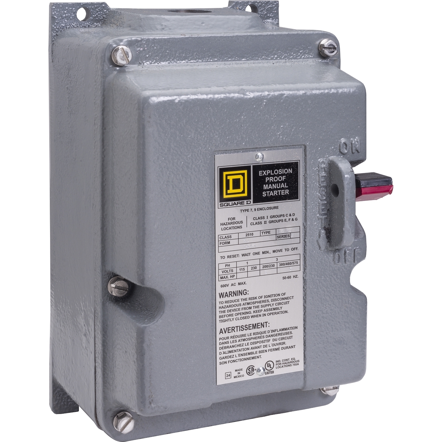 Manual Starter - NEMA 7&9 - 2P - Size M0 - 600VAC