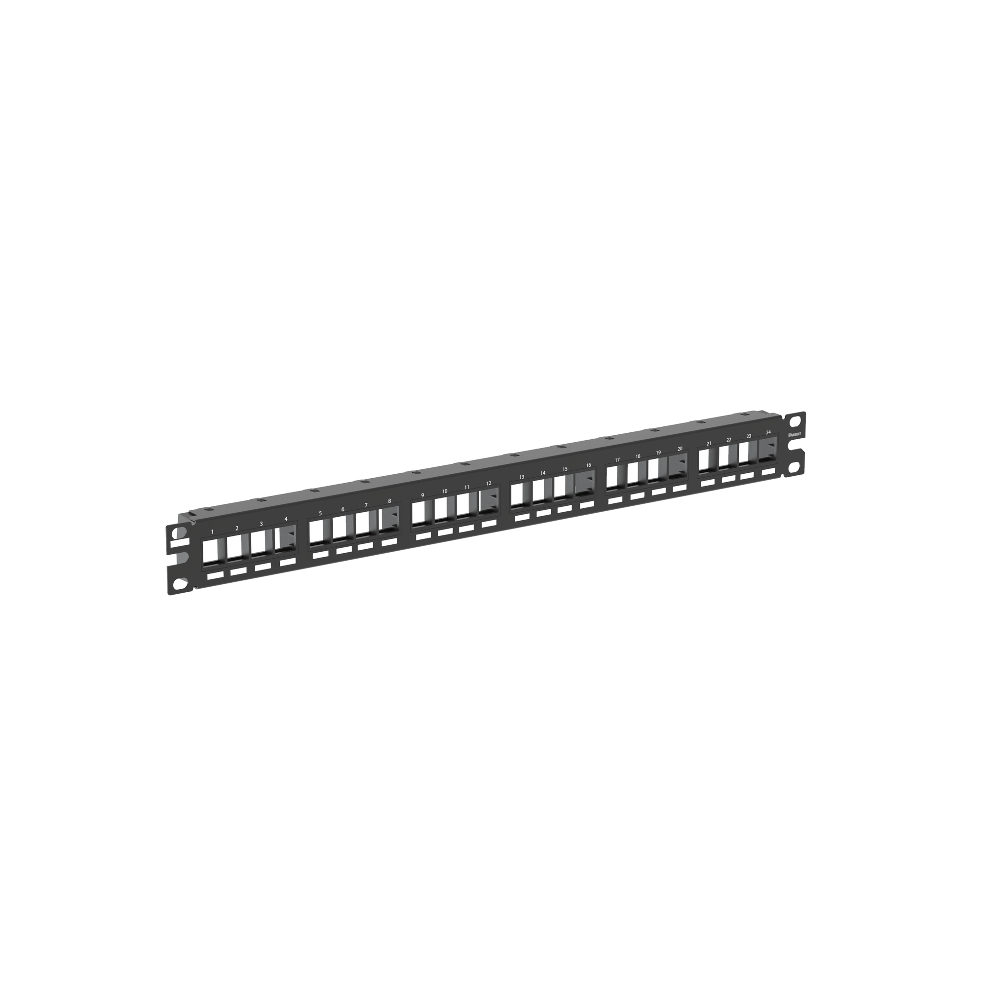 NKPP24FMY NetKey 1RU Flat Unshielded Modular Patch Panel, 24 Ports, Cat 6, Cold Rolled Steel