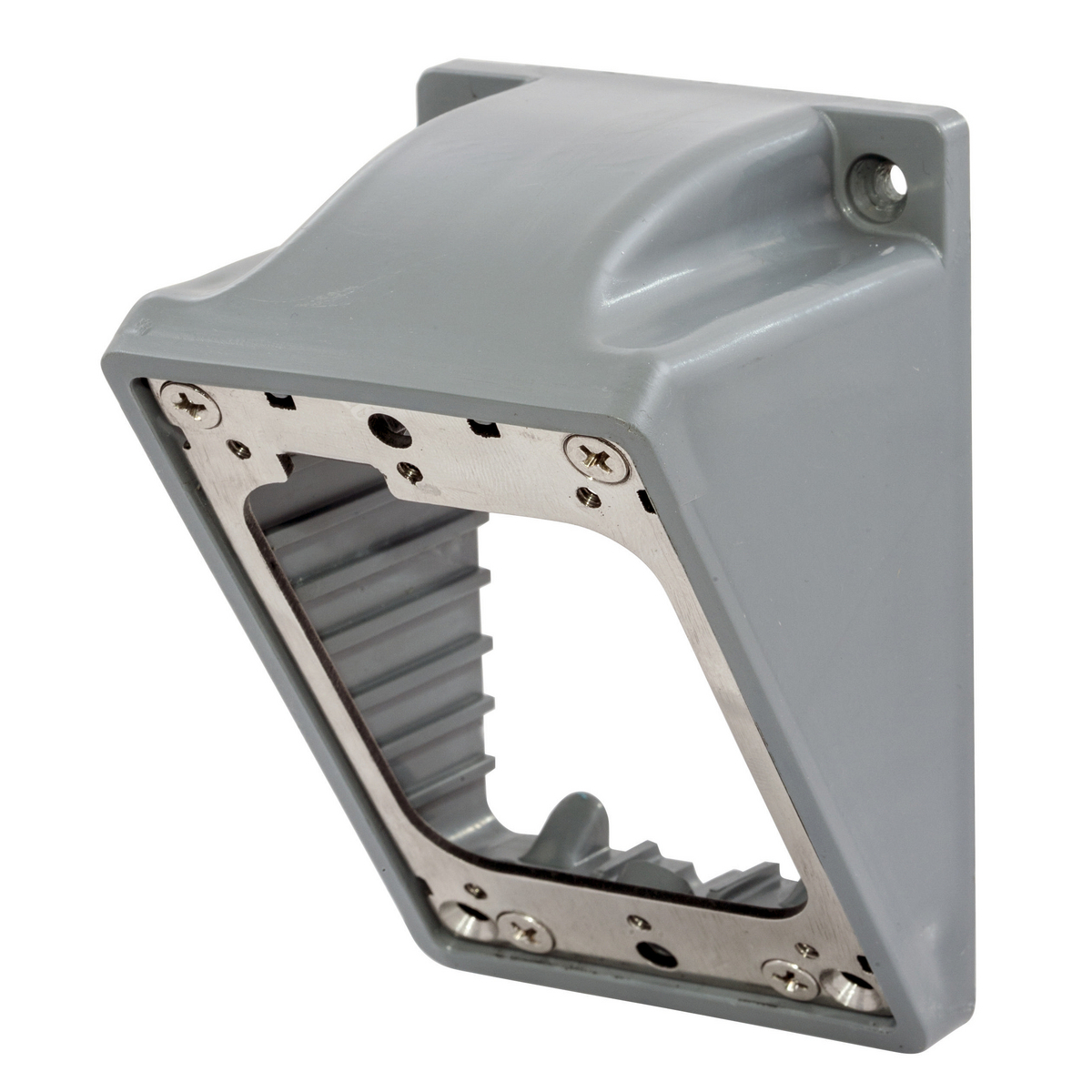 HBL6055 Standard Watertight FD Box Adapter, For Use With FD Boxes, 15 cu-in Capacity, 3/4 in Knockout Size, Screw Mount, Through Box Hub Cable Entry, PBT, Gray