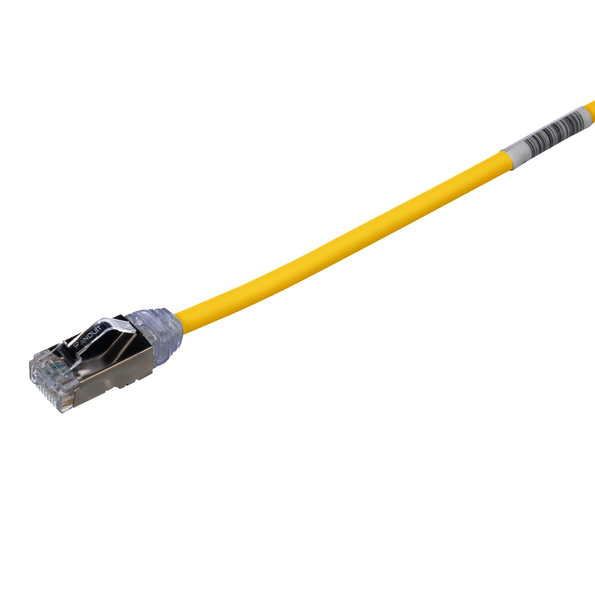 STP28X1MYL PanNet TX6A-28 F/UTP Shielded Small Diameter Patch Cord, Cat 6a, 28 AWG Solid Copper Conductor, RJ-45 Connector, 1 m L Cord, Yellow