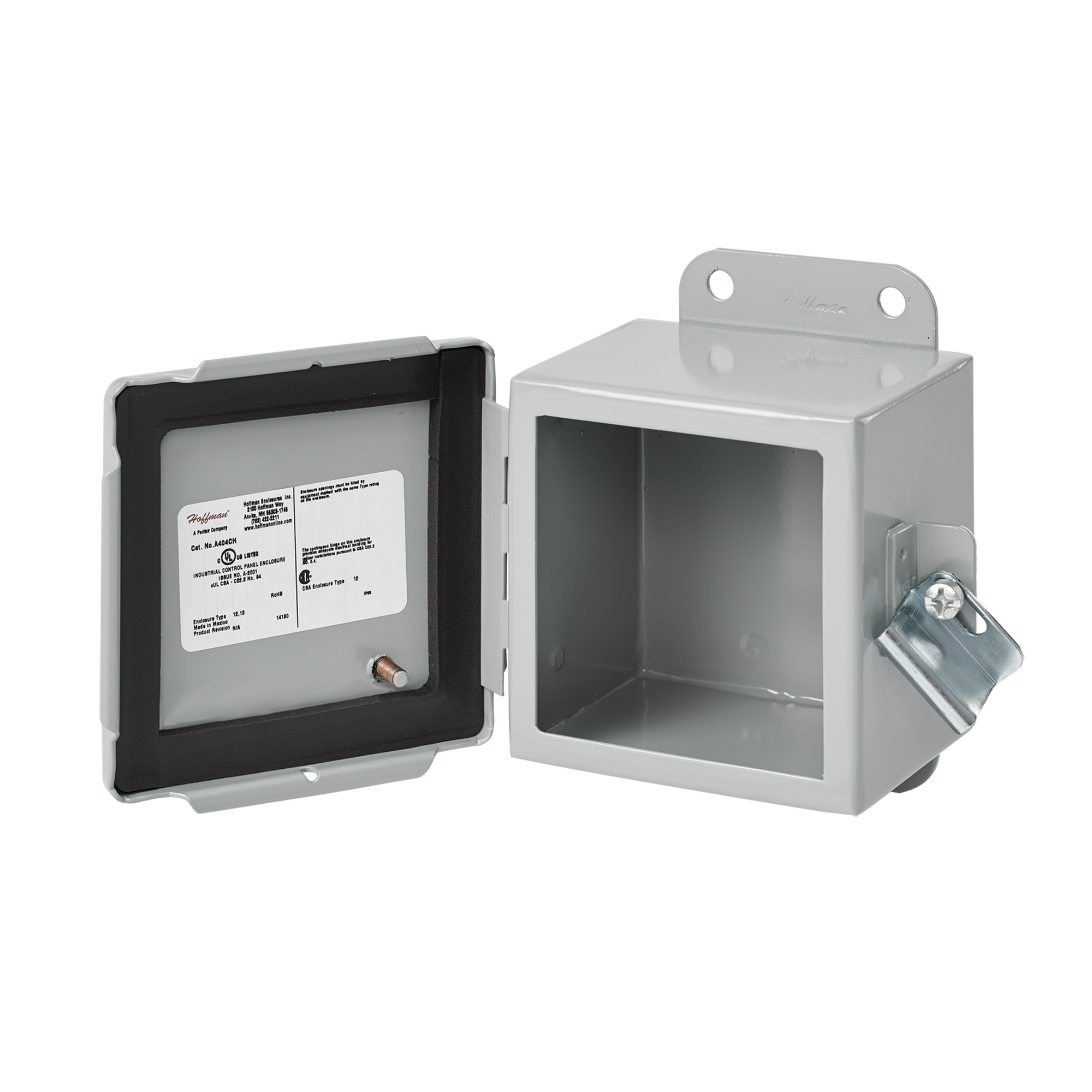 A1412CH Junction Box, 14 in H x 12 in W x 6 in D, Continuous Hinged/Screw Clamp Cover, NEMA 12/13/IP65 NEMA Rating, Steel
