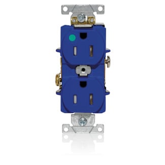 T8200-BU T8200 Duplex Flat Smooth Face Heavy Duty Self-Grounding Standard Tamper-Resistant Straight Blade Receptacle, 125 V AC, 15 A, 2 Poles, 3 Wires, Blue