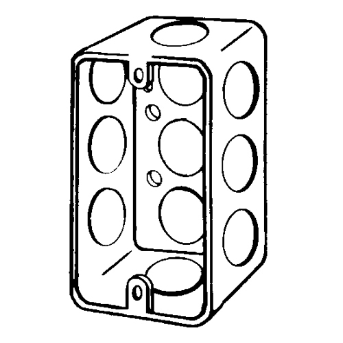4SSLS-1/2 Handy Box With Conduit Knockout, Steel, 10.3 cu-in, 11 Outlet , 11 Knockouts