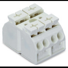 4-conductor chassis-mount terminal strip; 2-pole; without ground contact; for 3 mm ø screw and nut; with 2x pin; 4 mm²; 4,00 mm²; white