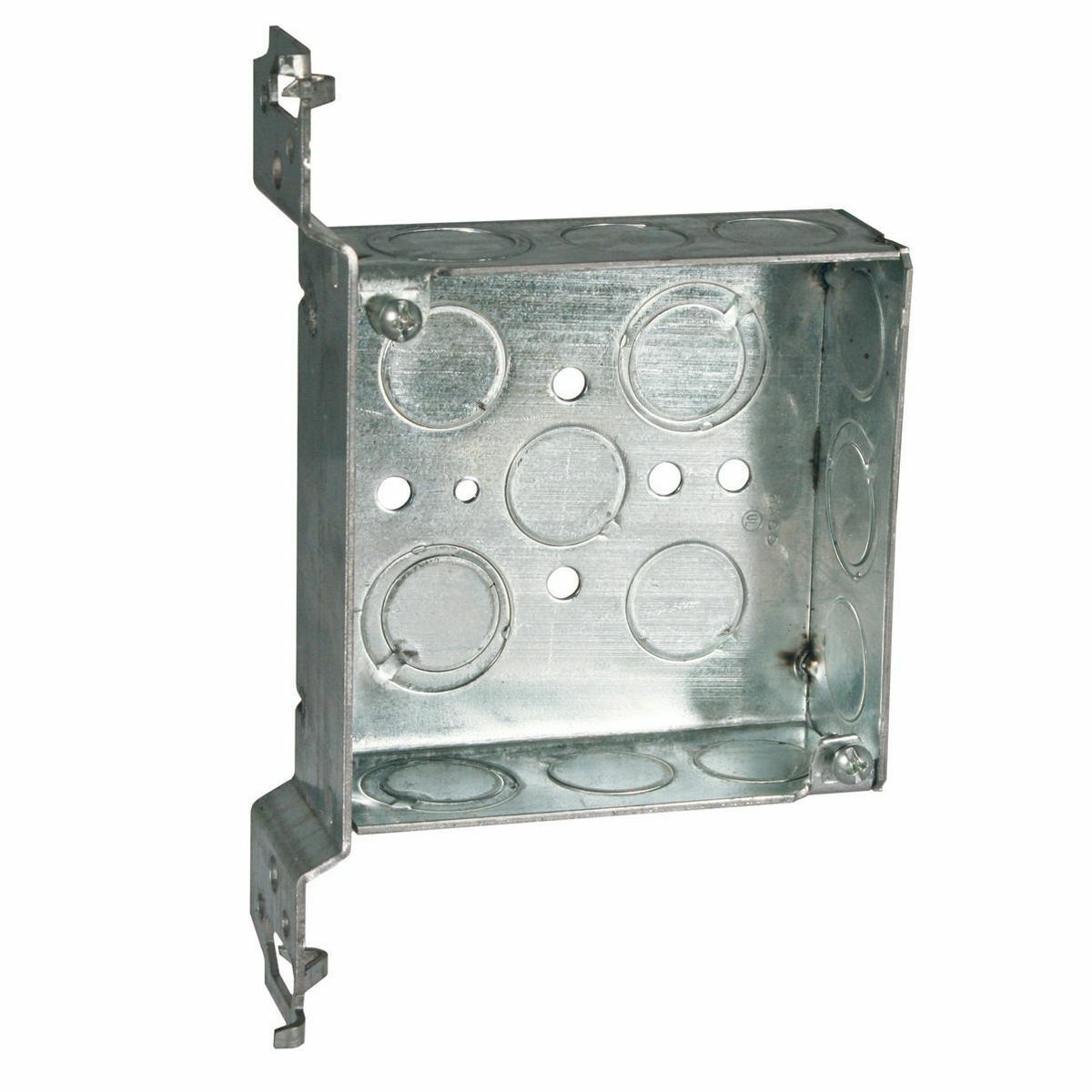 196 Square Box, Steel, 21 cu-in Capacity, (14) Knockouts, 4 in H x 4 in W x 1-1/2 in D