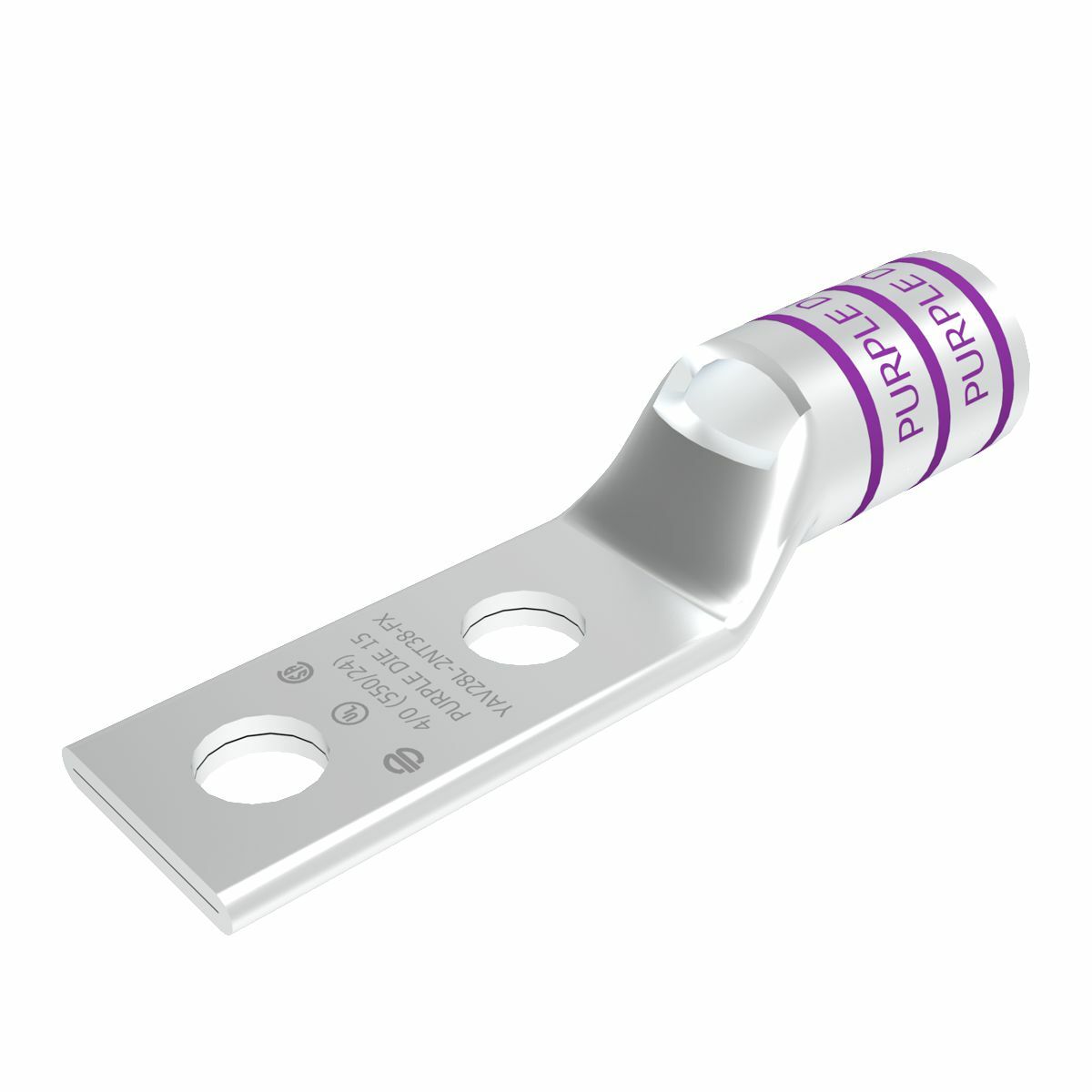YAV28L2NT38FX YAV-L-2TC-FX 2-Hole Compression Lug, 4/0 AWG Flexible/Stranded Copper Conductor, Die Code: 15, 3/8 in Stud, Copper