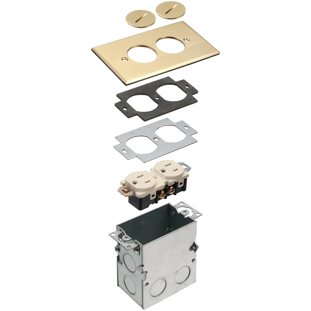 FLB5321MB Floor Box Kit With Threaded Plug, Brass/Plastic/Steel, 1 Gang