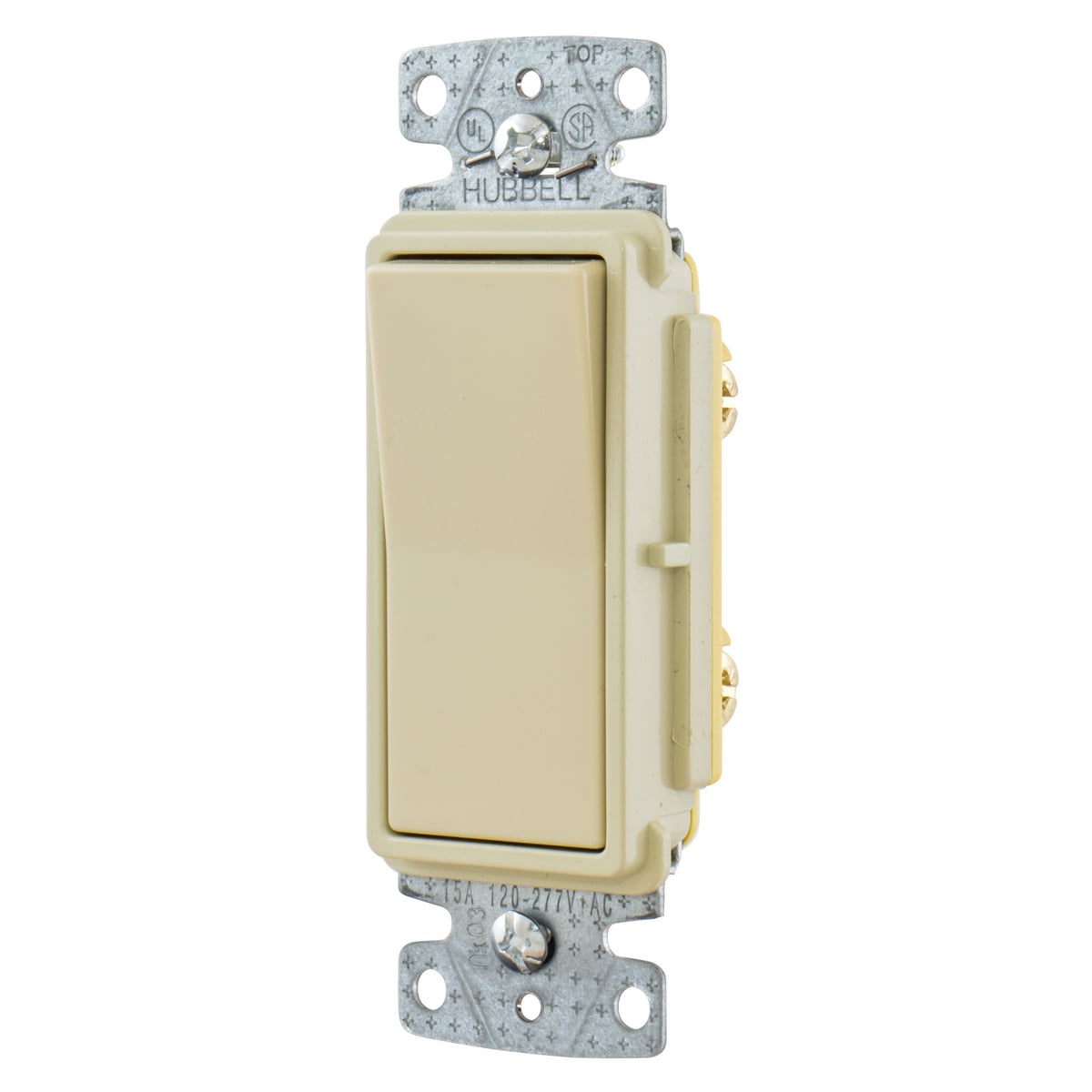 RSD115I Residential Grade Self-Grounding Standard Rocker Switch, 120/277 V, 15 A, 4155 W Power Rating, 2 Position Contact