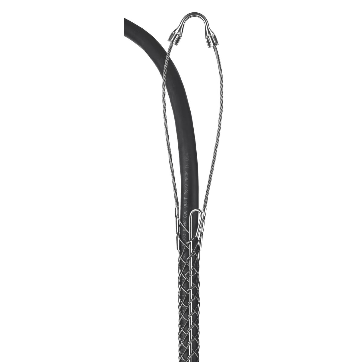 02403018 Standard Duty Rod Closing Split Mesh Single Eye Single Weave Support Grip, 450 lb Breaking Strength, 1.25 to 1.49 in Cable, Stainless Steel