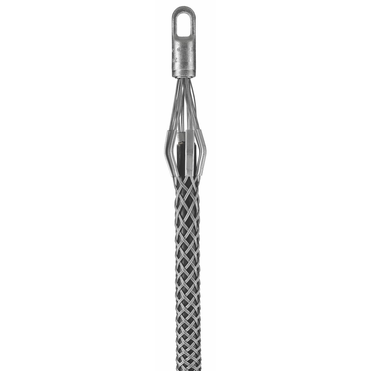 3301025 Standard Type K Non-Mounted Pulling Grip, 1 to 1.49 in Dia Cable, 33 in L Mesh, 1-3/8 in Dia Eye, 3280 lb Load, Galvanized Steel