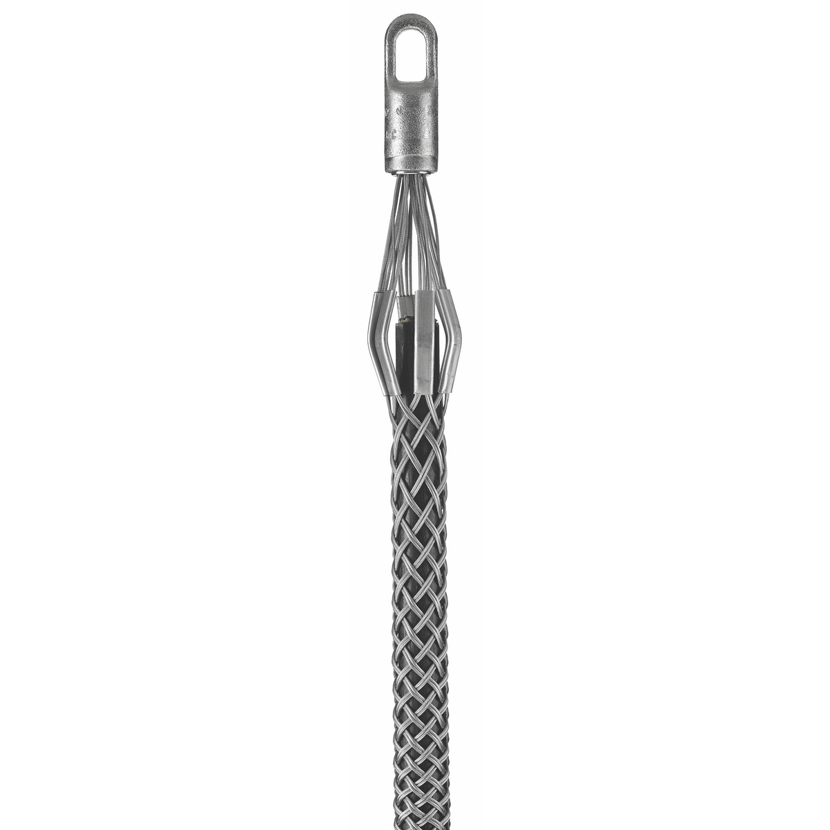 3301027 Standard Type K Non-Mounted Pulling Grip, 2 to 2.49 in Dia Cable, 36 in L Mesh, 1-5/8 in Dia Eye, 5440 lb Load, Galvanized Steel