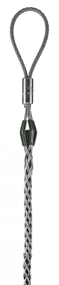 03302044 Standard Multiple Strength Non-Mounted Pulling Grip, 0.25 to 0.49 in Dia Cable, 26 in L Mesh, 1/4 in Dia Eye, 1360 lb Load, Galvanized Steel
