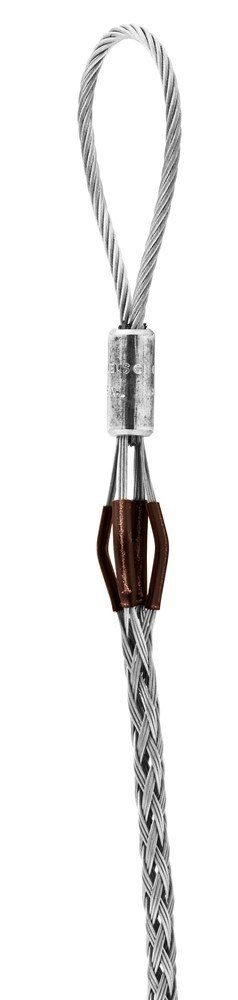 03302046 Standard Multiple Strength Non-Mounted Pulling Grip, 0.5 to 0.74 in Dia Cable, 32 in L Mesh, 5/18 in Dia Eye, 2000 lb Load, Galvanized Steel