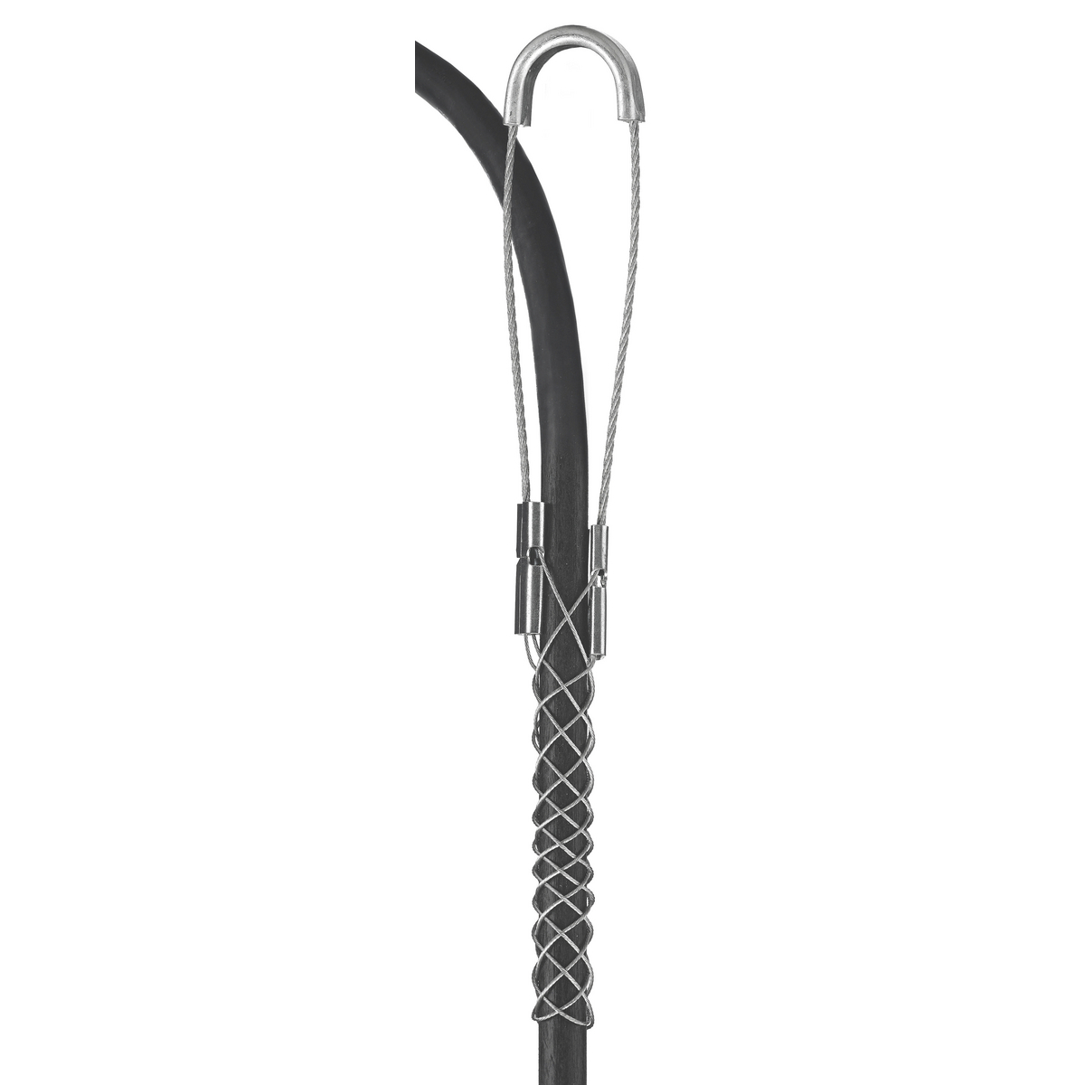 073041277 Closed Mesh Single Eye Single Weave Wide Range Bus Drop Support Grip, 450 lb Breaking Strength, 0.32 to 0.43 in Cable, Steel, Galvanized