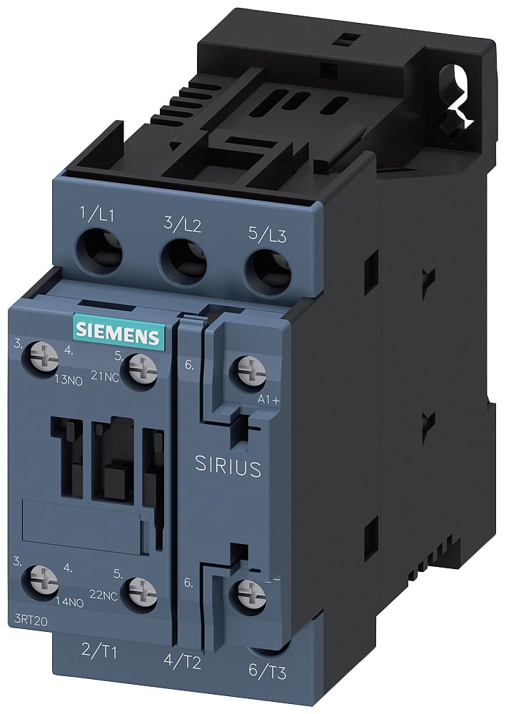 3RT20261NB30 Sirius 3-Phase Non-Reversing Power Contactor, 21 to 28 V AC/DC Coil, 25 A, 3NO Contact, 3 Poles