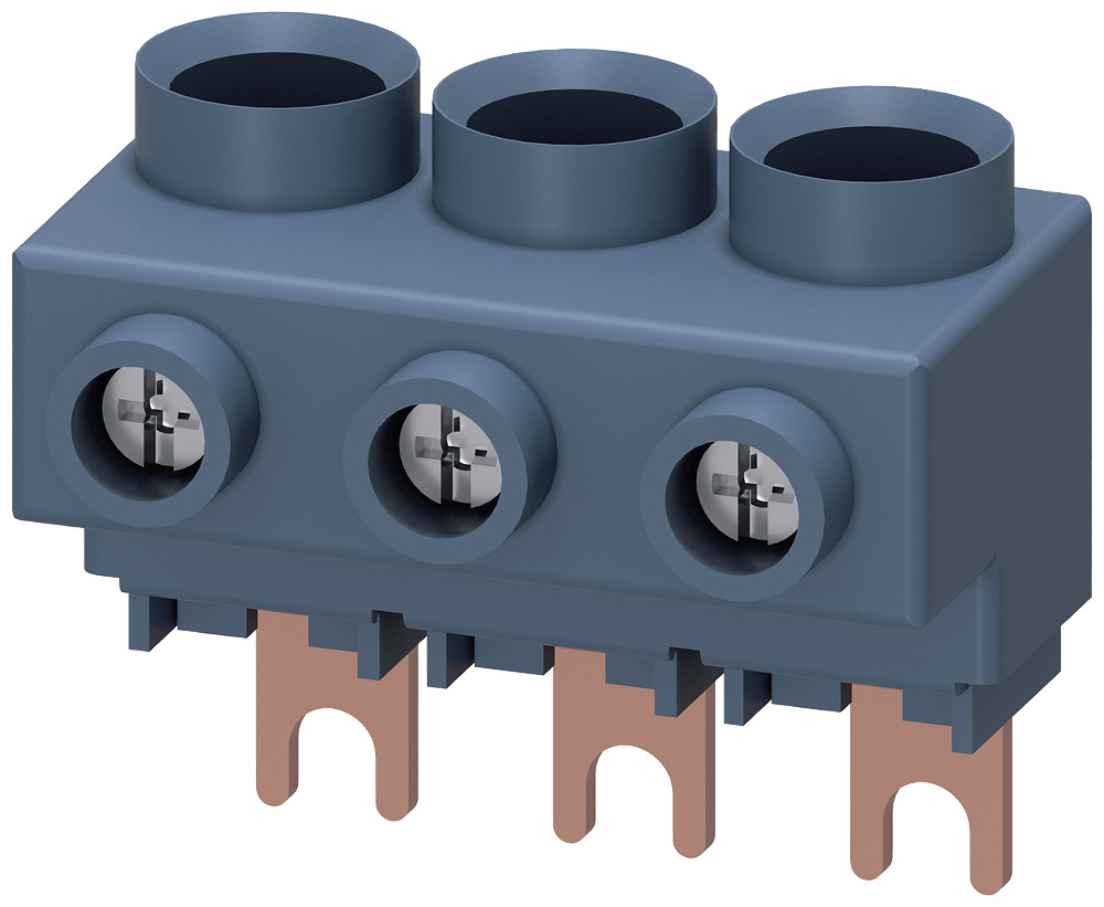 3RV29255AB Sirius 3-Phase In-Feed Line Side Circuit Breaker Lug, 10 to 1 AWG, Screw Mount, For Use With Size S00/S0 Circuit Breaker