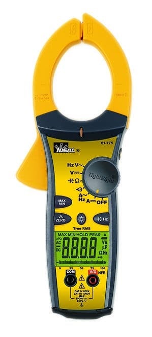 61-775 TightSight Clamp Meter, 0 to 750 V AC, 0 to 999 V DC, 0 to 999.9 A AC/DC, 0 to 999.9/1000 to 9999 Ohm, 20 to 400 Hz, 2 in Jaw, Backlit LCD Display