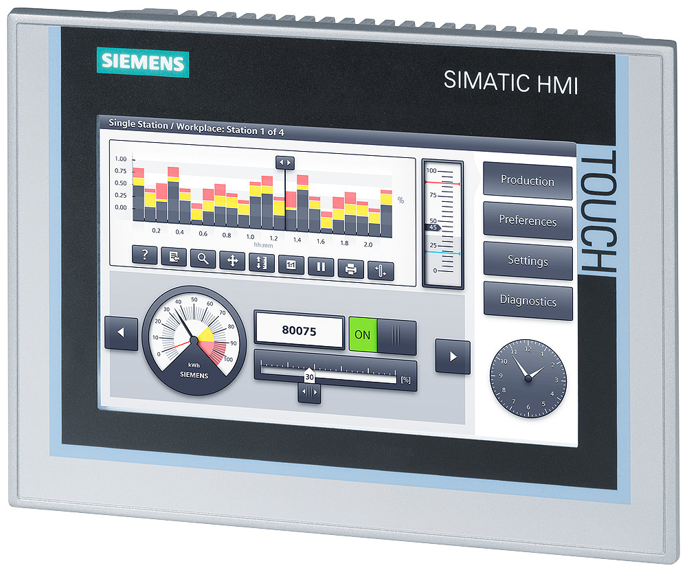 6AV21240GC010AX0 TP700 Operator Interface Terminal, 91.4 mm H x 152.4 mm W TFT Display, Ethernet, MPI, Profibus DP, USB