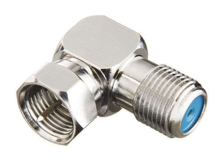 85-070 Coaxial Adapter, F-Type Jack End A, F-Type Plug End B, 90 deg Body, 75 Ohm