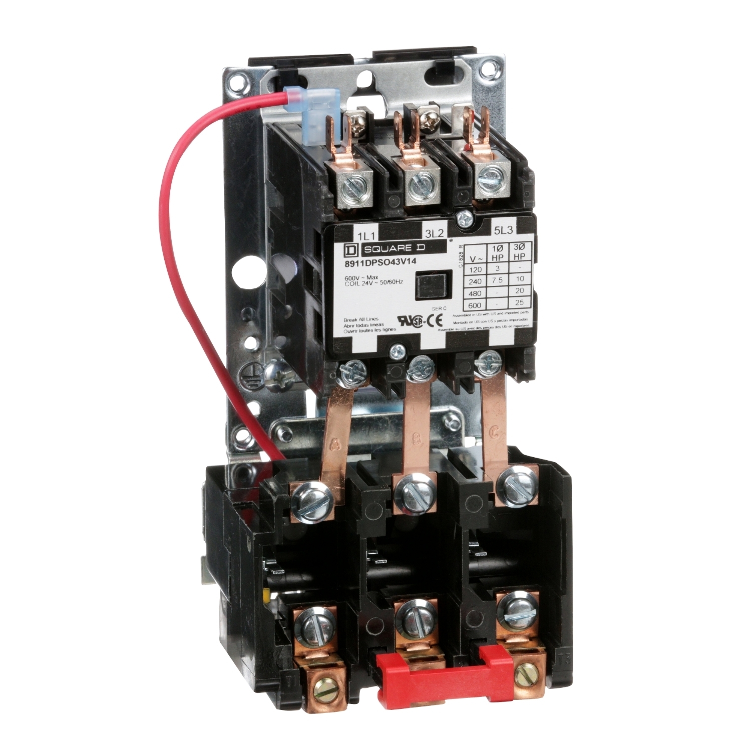 8911DPSO43V14 Type DPS Definite Purpose Starter, 24 V AC at 50/60 Hz V Coil, 3 Poles, Open Enclosure