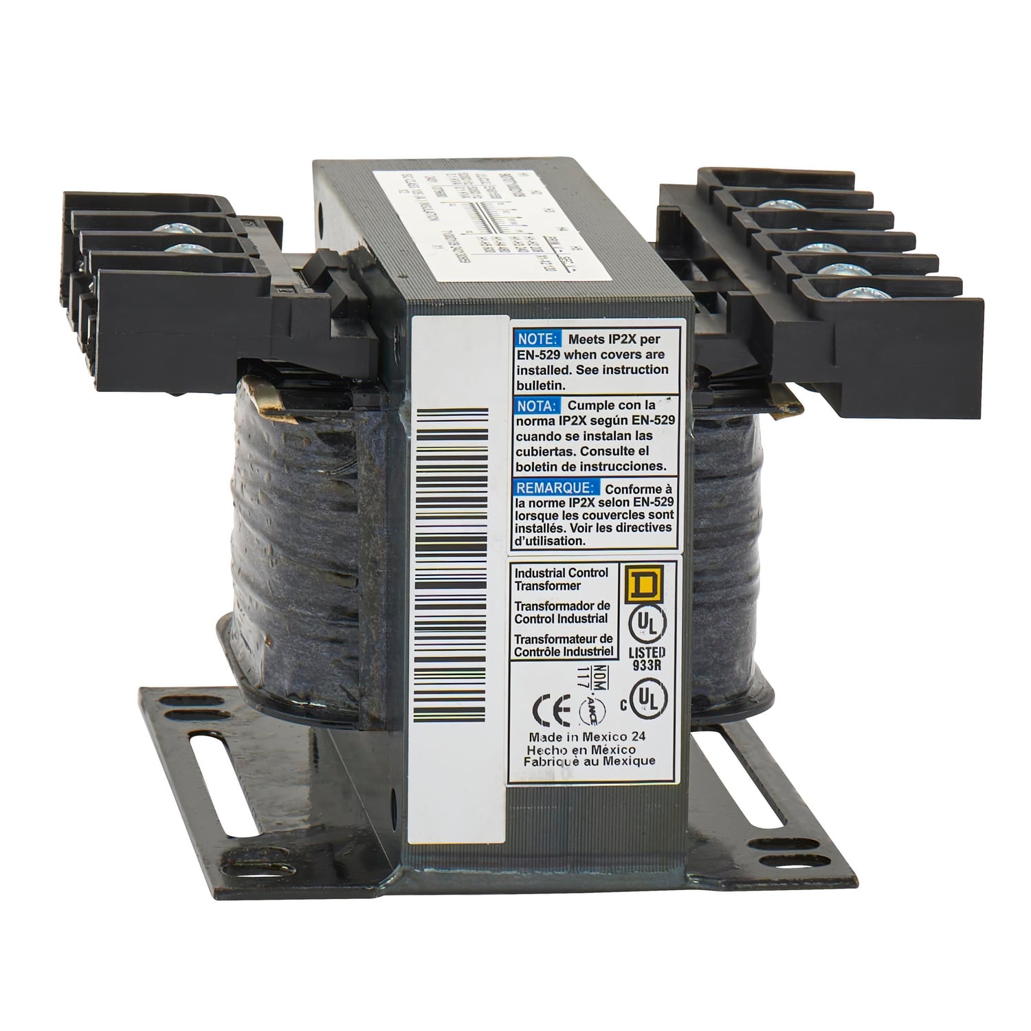 9070T100D109 Type T Control Transformer, 208/240/277/380/480 V AC Primary, 24 VAC Secondary, 100 VA Power Rating, 50/60 Hz, 1 Phase
