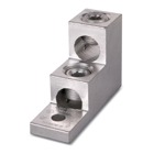 Aluminum PanelBoard Lug, Dual Rated Mechanical Lug,  Dual Rated Connector Copper and Aluminum 90 Degree C, #2 - 600 kcmil, Bolt Hole 3/8 inch, Four Barrel.   3 inch X 2-1/2 inch X 4-15/16 inch.