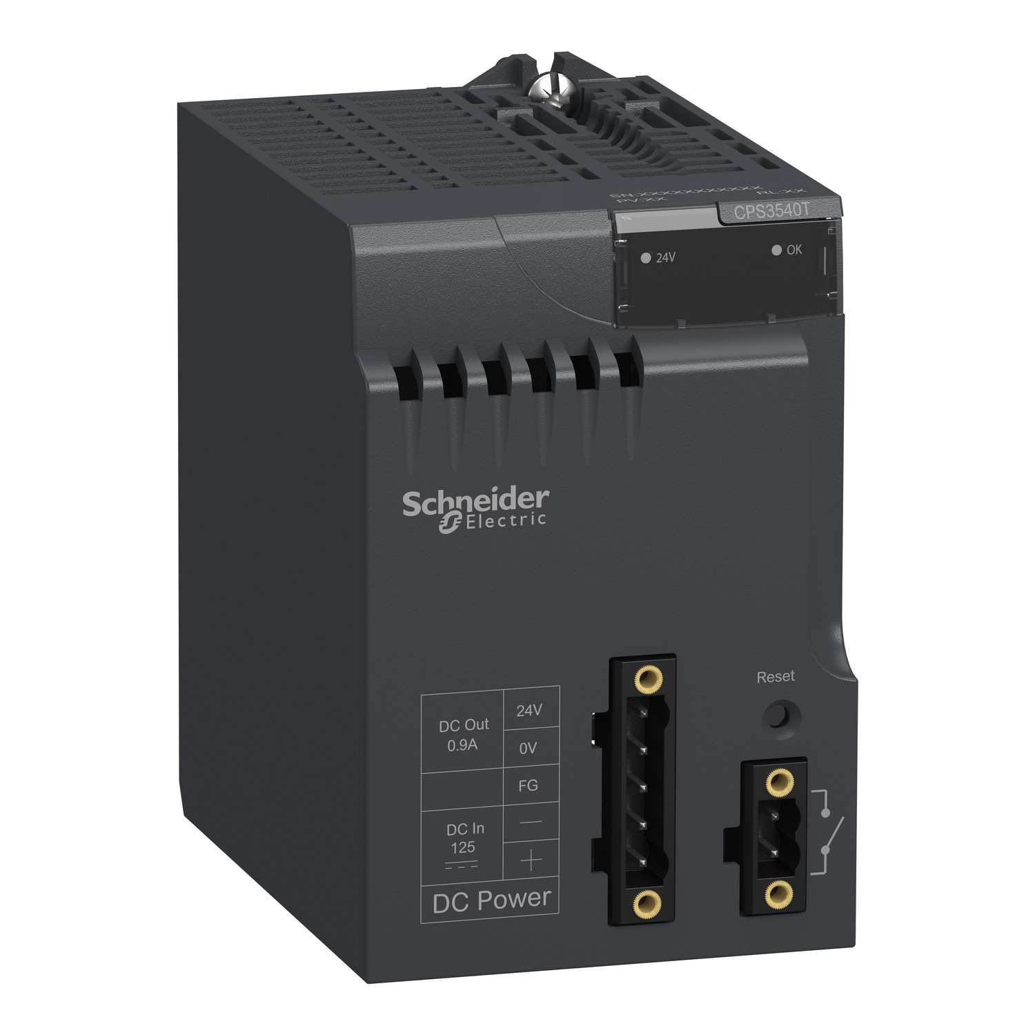 BMXCPS3540T Power Supply Module, 125 VAC Input, 24 VDC Output, 350 mA Input, 1.3/4.5 A Output, 31.2 W