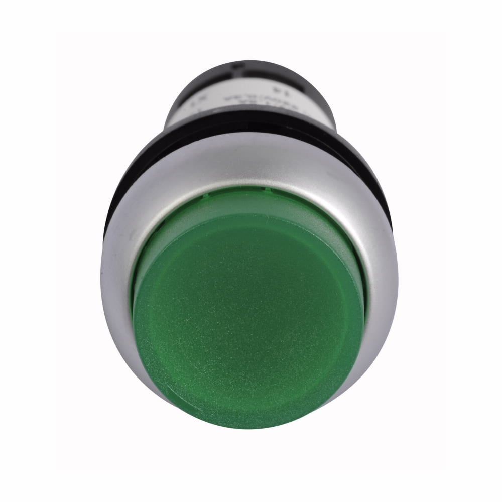 C22-DRLH-G-K10-120 Compact Illuminated Pushbutton, 22.5 mm, 1NO Contact, Extended Operator, Green