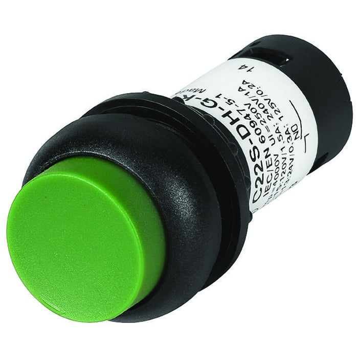 C22S-DH-G-K20 RMQ C22 Compact Non-Illuminated Pushbutton, 22.5 mm, 2NO Contact, Green