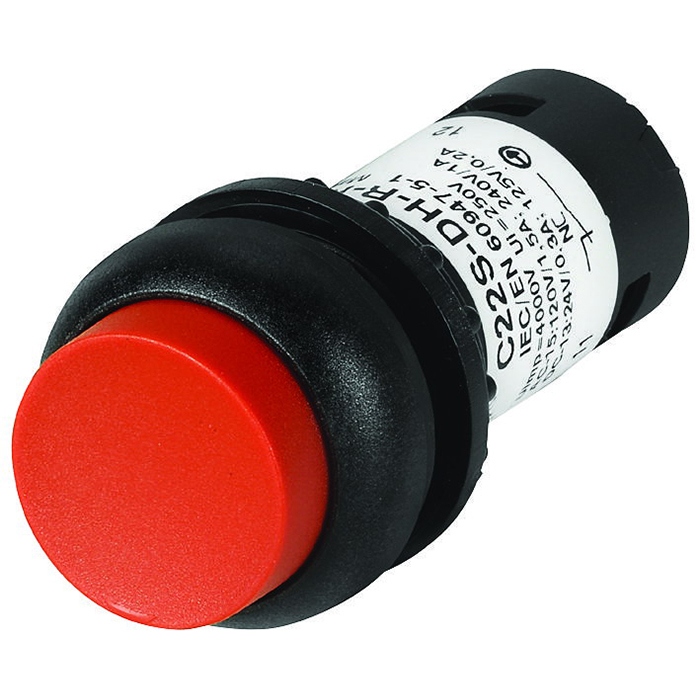 C22S-DH-R-K11 RMQ C22 Compact Non-Illuminated Pushbutton, 22.5 mm, 1NO-1NC Contact, Red