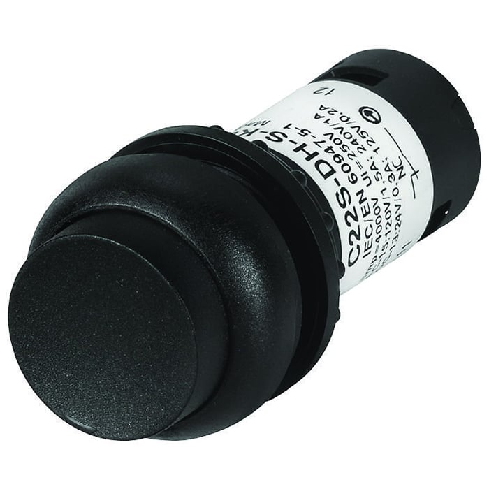 C22S-DH-S-K02 RMQ C22 Compact Non-Illuminated Pushbutton, 22.5 mm, 2NC Contact, Black