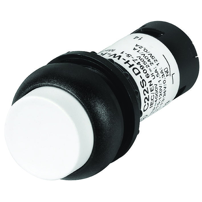 C22S-DH-W-K20 RMQ C22 Compact Non-Illuminated Pushbutton, 22.5 mm, 2NO Contact, White