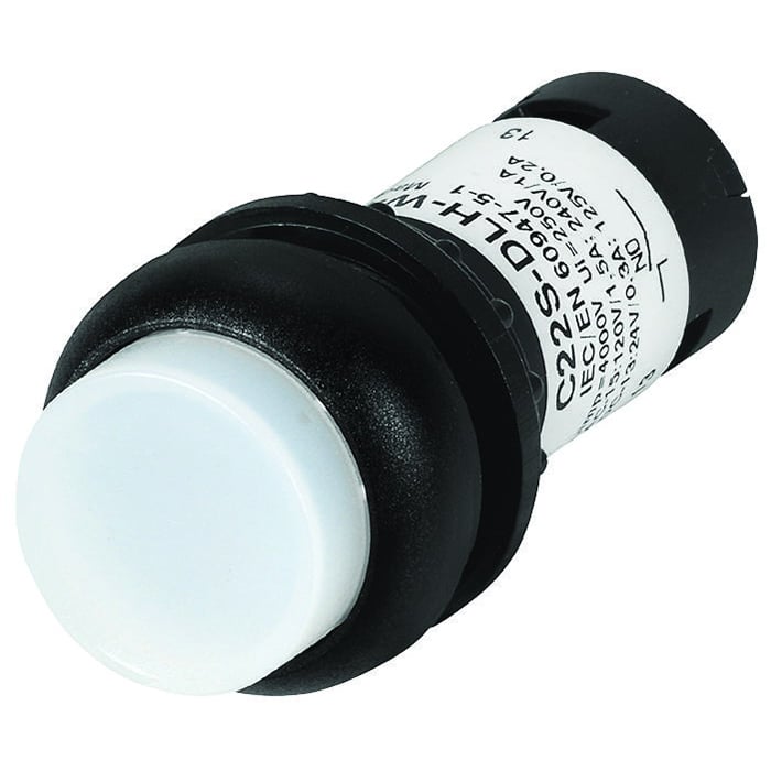 C22S-DL-W-K10-24 Compact Illuminated Pushbutton, 22.5 mm, 1NO Contact, Flush Operator, White