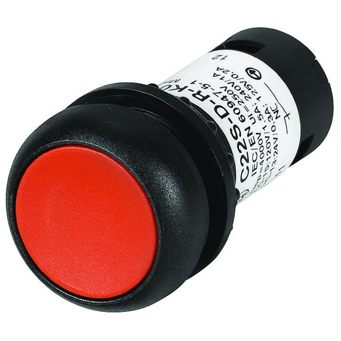 C22S-D-R-K02 RMQ C22 Compact Non-Illuminated Pushbutton, 22.5 mm, 2NC Contact, Red