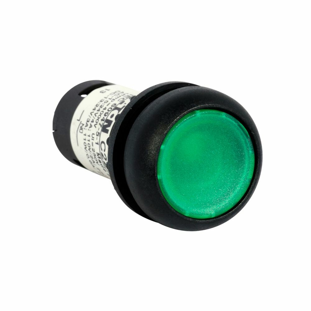 C22S-DRL-G-K10-24 RMQ C22 Compact Illuminated Pushbutton, 22.5 mm, 1NO Contact, Flush Operator, Green