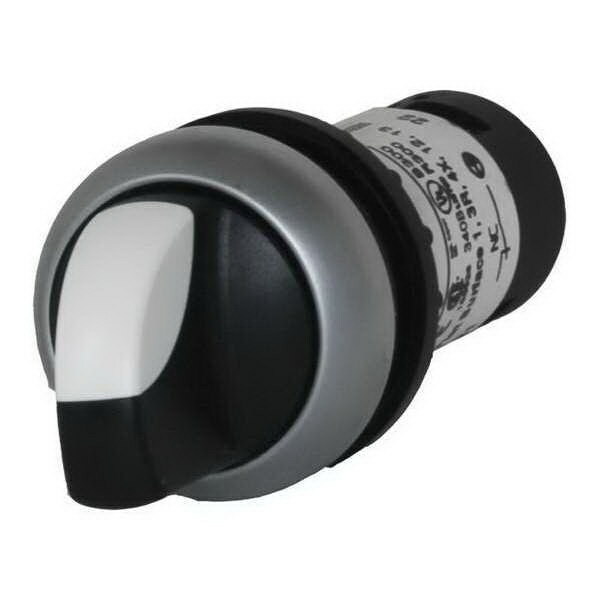 C22S-WKV-K02 C22 Compact Heavy Duty Non-Illuminated Selector Switch, 22.5 mm, 2NC Contact, Black/White