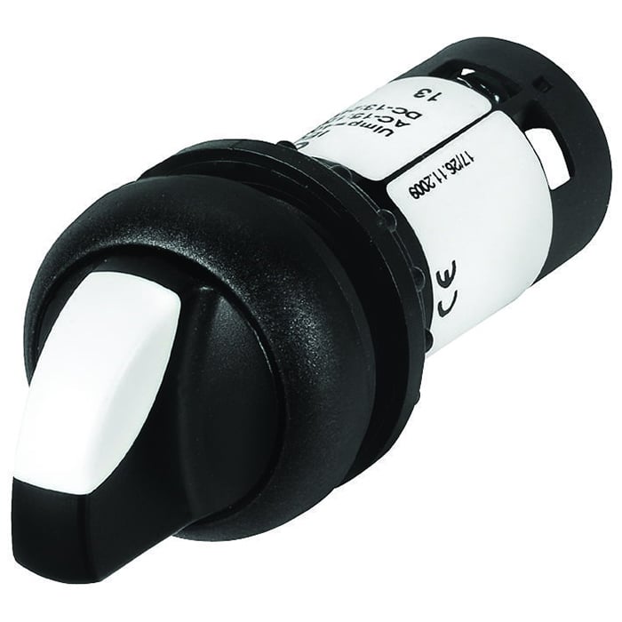 C22S-WKV-K11 Compact Heavy Duty Non-Illuminated Selector Switch, 22.5 mm, 1NO-1NC Contact, Black/White