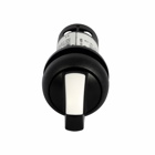 Eaton C22 compact pushbutton, C22, 22.5 mm Compact Pushbutton Selector Switch, Non-Illuminated, Knob, Button: Black Bezel, Momentary, 60? V Position, Button: Button: Black/White, 2NO, 2-position