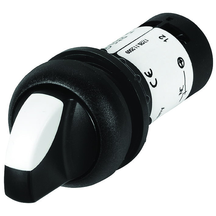 C22S-WRK3-K11 Compact Heavy Duty Non-Illuminated Selector Switch, 22.5 mm, 1NO-1NC Contact, Black/White