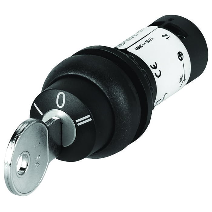 C22S-WRS3-MS1-K20 Compact Heavy Duty Non-Illuminated Selector Switch, 22.5 mm, 2NO Contact, Black