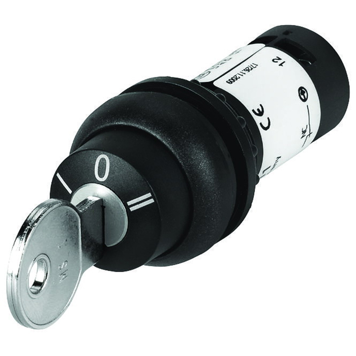 C22S-WS3-MS1-K02 Compact Heavy Duty Non-Illuminated Selector Switch, 22.5 mm, 2NC Contact, Black